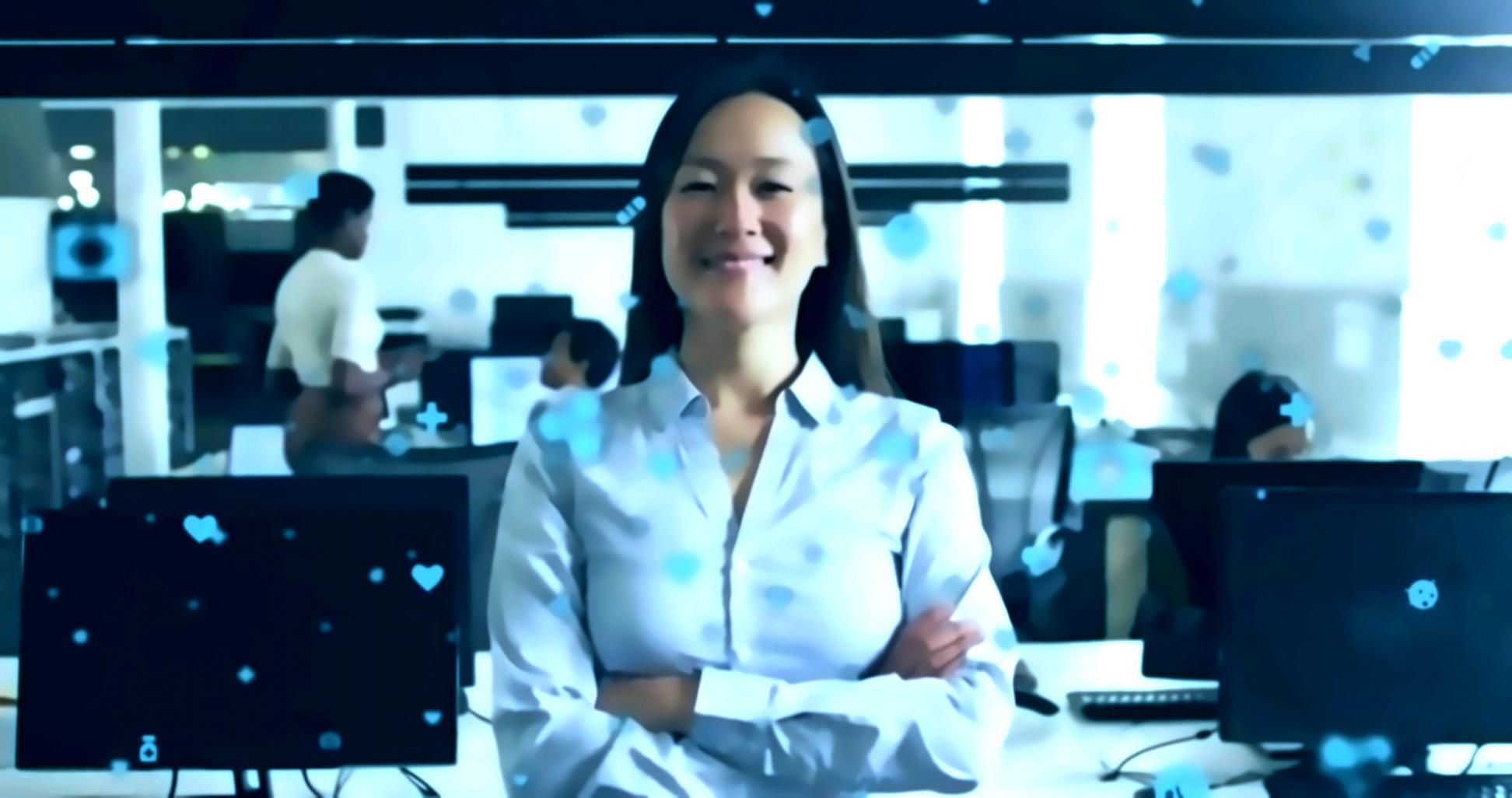 Students collaborating on blockchain content projects in a modern learning environment